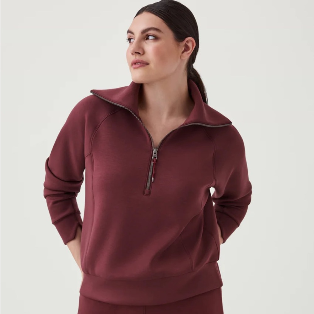 NEW WITH TAGS SPANX air essentials half zip sweatshirt in spice